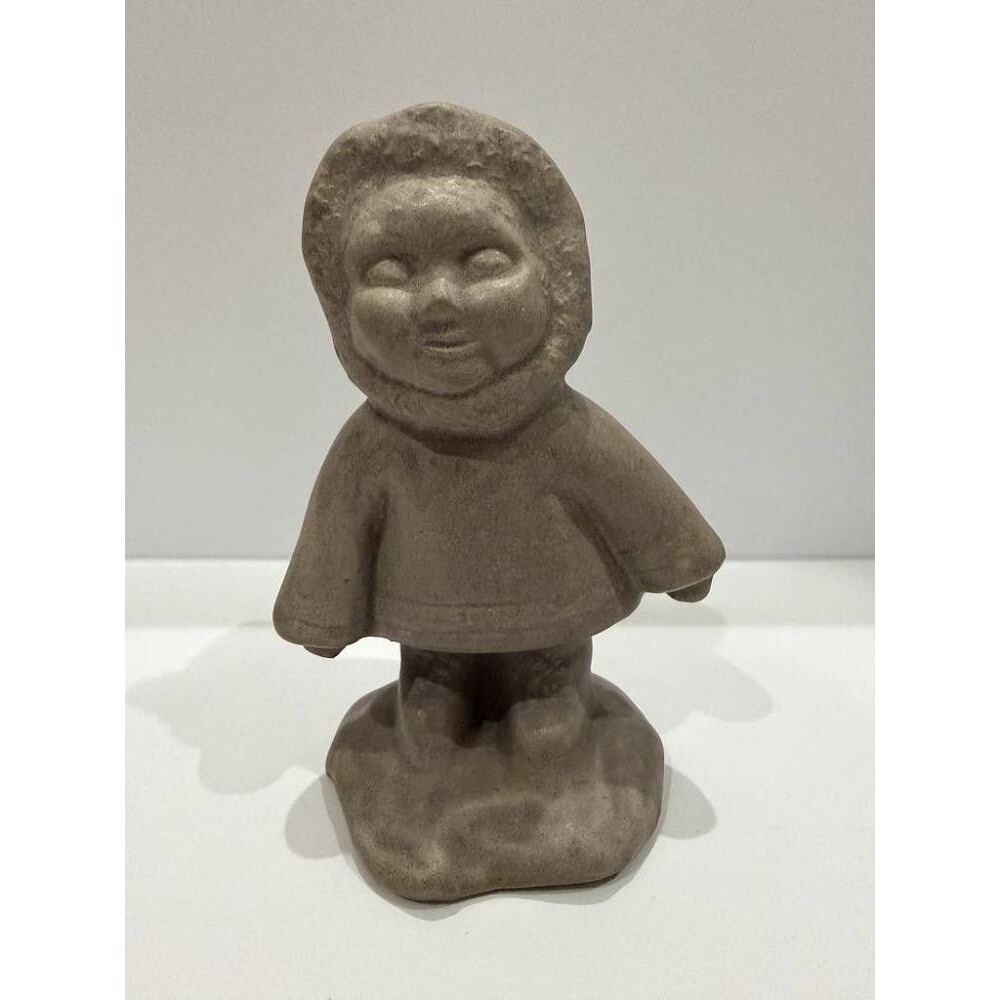VTG Alaska ACE Earthquake Clay Inuit Child Parka Statue